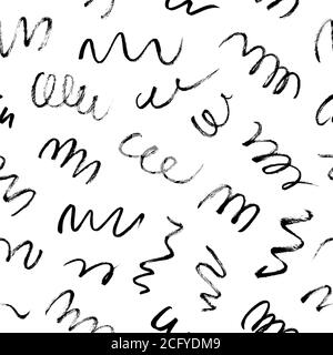Pattern vettoriale con tratti di pennello ondulati e vorticosi. Illustrazione Vettoriale
