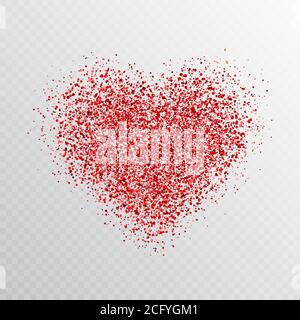 Cuore rosso brillante isolato su sfondo trasparente. Banner cuore brillante con polvere di stelle. Particelle magiche. Il cuore luminoso scintilla. Lusso per le vacanze Illustrazione Vettoriale