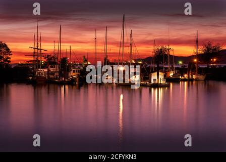 Vancouver, British Columbia, Canada – 7 settembre 2020. Heritage Harbour Hadden Park Vancouver. Notte al Maritime Museum Heritage Harbour, Kitsil Foto Stock