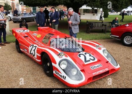 Porsche 917K (1969), vincitore del premio 'Best in Show', Concours of Elegance 2020, Hampton Court Palace, Londra, Regno Unito, Europa Foto Stock