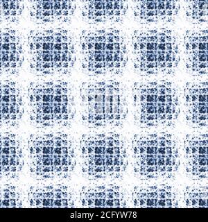 Tie dye shibori modello senza cuciture. Acquerello dipinto a mano indaco blu navy elementi ornamentali su sfondo bianco. Trama astratta acquerello. Prin Foto Stock
