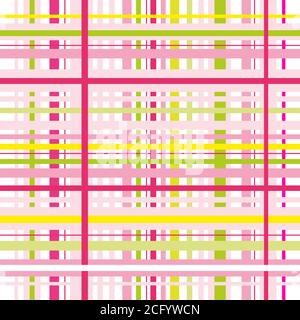 Sfondo vettoriale plaid a scacchi. Tartan verde rosa, motivo a plaid senza cuciture, asciugamano controllato, plaid astratti geometrici Illustrazione Vettoriale