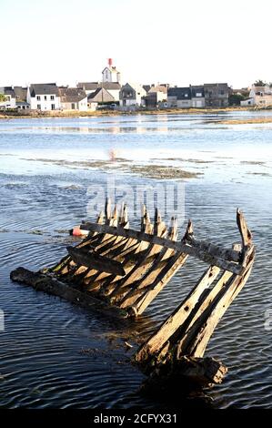 Scheletro di una barca di legno Foto Stock