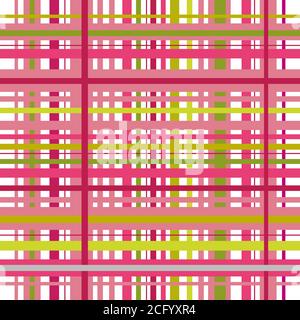 Sfondo vettoriale plaid a scacchi. Tartan verde rosa, motivo a plaid senza cuciture, asciugamano controllato, plaid astratti geometrici Illustrazione Vettoriale
