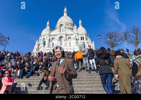 Francia, Parigi (75), Montmartre collina, il Sacro? Basilica di Coeur Foto Stock