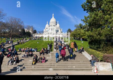 Francia, Parigi (75), Montmartre collina, il Sacro? Basilica di Coeur Foto Stock