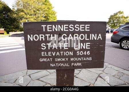 Cartello Tennesee North Carolina state Line Foto Stock