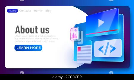 Banner elemento ui sito Web. Concetto di sviluppo Web. Illustrazione vettoriale Illustrazione Vettoriale
