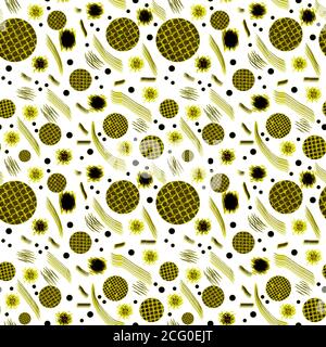 Senza cuciture pattern.Bianco e nero ornamento cerchio .mano disegno pittura sfondo . Sfondo, sfondo, tessuto, sfondo. Foto Stock
