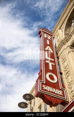 Il leggendario Rialto Square Theatre è un teatro, nei sobborghi di Chicago, che ha aperto nel 1926 e nel registro nazionale degli Stati Uniti dei luoghi storici. Foto Stock