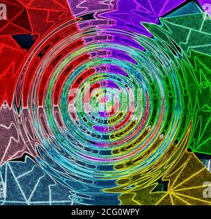 cerchi di cristallizzazione colorati astratti in 3d. Foto Stock