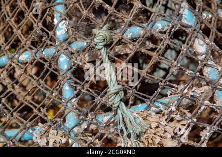 Un primo piano delle corde di una pentola di aragosta utilizzato per la pesca Foto Stock