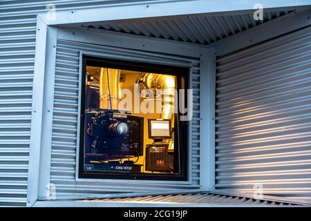 Edificio di proiezione presso un drive-in Theatre. Foto Stock