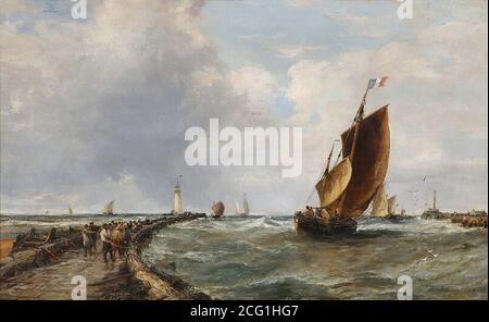 Hayes Edwin - Barche da pesca con partenza nel porto di Boulogne - British School - 19 ° secolo Foto Stock