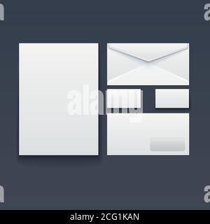 Busta vuota, biglietto da visita e carta Illustrazione Vettoriale