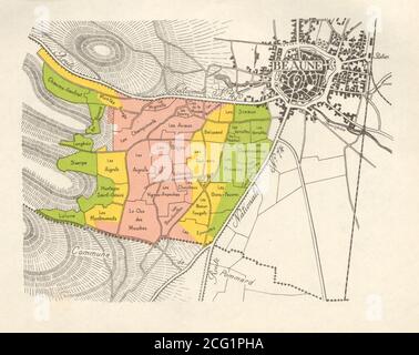 BORGOGNA BORGOGNA BORGOGNA BORGOGNA MAPPA DEI VIGNETI Côte de Beaune - Beaune Sud RODIER 1948 Foto Stock