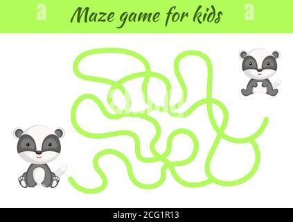 Divertente labirinto o labirinto gioco per i bambini. Aiuta la madre a trovare il percorso per il bambino. Foglio di lavoro per lo sviluppo dell'istruzione. Pagina attività. Cartoni animati. Illustrazione Vettoriale