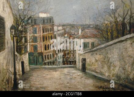 Maurice Utrillo (1883-1955). Pintor francés. Rue du Mont-Cenis (Calle del Mont-Cenis), 1914. Oleo sobre cartón (76 x 107 cm). Museo de la Orangerie. París. Francia. Foto Stock