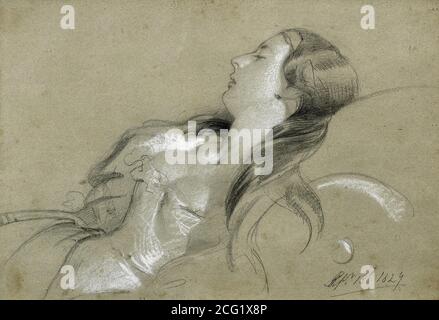 Landseer Sir Edwin Henry - uno schizzo di un sonno Lady - British School - 19 ° secolo Foto Stock