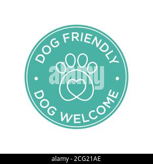 Simbolo adatto ai cani. Logo di benvenuto del cane. Icona rotonda verde Illustrazione Vettoriale