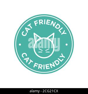 Simbolo Cat friendly. Icona rotonda verde Illustrazione Vettoriale