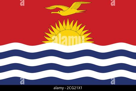 Grafico vettoriale a bandiera Kiribati. Immagine rettangolare dell'indicatore i-Kiribati. La bandiera di Kiribati è un simbolo di libertà, patriottismo e indipendenza. Illustrazione Vettoriale