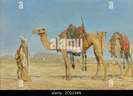 Lewis John Frederick - Beduino e due cammelli nel Desert 1 - British School - 19 ° secolo Foto Stock