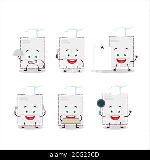 Carattere cartoon di busta standard con varie emoticon chef Illustrazione Vettoriale