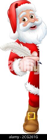 Santa Claus Christmas List Cartoon Illustrazione Vettoriale