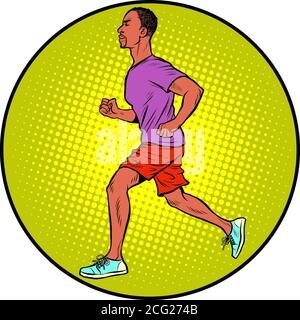 Uomo afroamericano che corre, sport jog Illustrazione Vettoriale