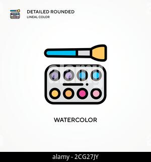 Icona vettore acquerello. Concetti moderni di illustrazione vettoriale. Facile da modificare e personalizzare. Illustrazione Vettoriale