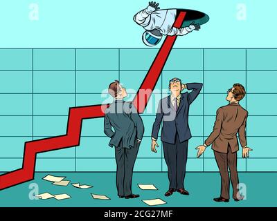 il concetto di crescita troppo rapida del business. freccia grafico di crescita Illustrazione Vettoriale