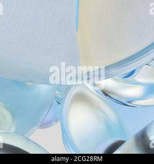 Gocce d'acqua che si levitano. Sfondo di belle gocce d'acqua. Rendering 3D Foto Stock