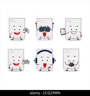 Busta standard cartoon carattere sono giochi con vari cute emoticon Illustrazione Vettoriale