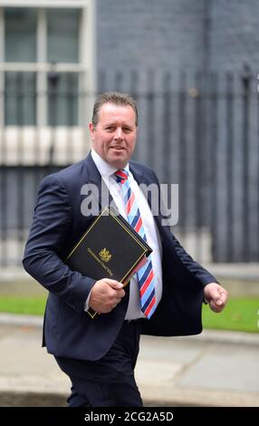 Mark Spencer MP - Segretario parlamentare al Tesoro (Chief Whip) a Downing Street dopo una riunione del gabinetto, 8 settembre 2020 Foto Stock