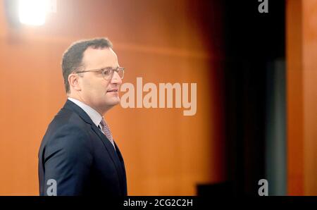 Berlino, Germania. 09 settembre 2020. Jens Spahn (CDU), Ministro federale della sanità, partecipa alla riunione settimanale del gabinetto presso la Cancelleria federale. Credit: Annibal Hanschke/POOL Reuters/dpa/Alamy Live News Foto Stock