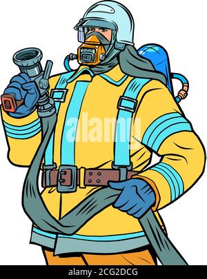 vigili del fuoco, vigili del fuoco maschile professionista Illustrazione Vettoriale