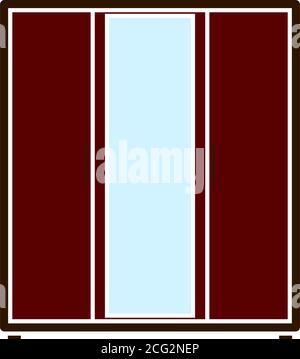 Guardaroba con icona a specchio. Design a colori piatti. Illustrazione vettoriale. Illustrazione Vettoriale