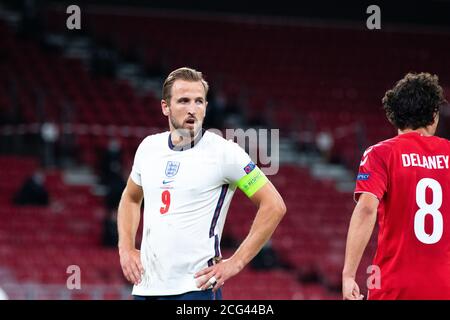 Copenaghen, Danimarca. 8 settembre 2020. Harry Kane (9) dell'Inghilterra visto durante la partita della UEFA Nations League tra Danimarca e Inghilterra a Parken a Copenhagen. (Photo Credit: Gonzales Photo/Alamy Live News Foto Stock