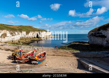 North Landing Beach, Flamborough Head, equitazione a est dello Yorkshire, Inghilterra, Regno Unito Foto Stock