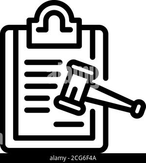 Certificato gavel approvato icona, stile profilo Illustrazione Vettoriale