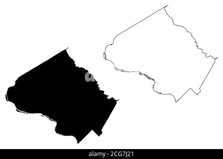 Montgomery County, Maryland (Stati Uniti, Stati Uniti d'America, Stati Uniti, Stati Uniti, Stati Uniti) mappa vettoriale illustrazione, schizzo scrimolo Montgomery mappa Illustrazione Vettoriale