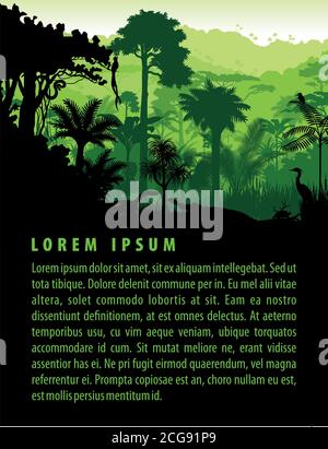 sagome vettoriali degli animali della foresta pluviale in un modello di design al tramonto Illustrazione Vettoriale