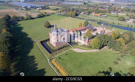 Vista aerea nel castello medievale di Doornenburg. Foto Stock