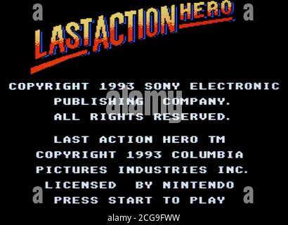 Last Action Hero - Nintendo Entertainment System - NES Videogioco - solo per uso editoriale Foto Stock