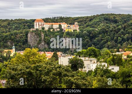 Il castello Vranov nad Dyji nella Repubblica Ceca, Vranov diga, Dyje Foto Stock