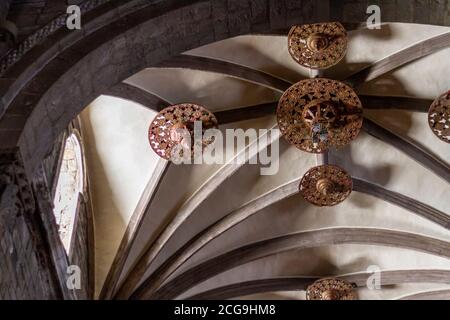 Soffitto particolare della cattedrale di Jaca, Huesca (Spagna) Foto Stock