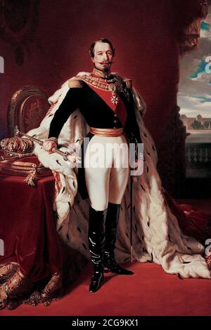 Napoleone III dopo Franz Xaver Winterhalter, olio su tela, 1855. Ritratto di Charles-Louis Napoléon Bonaparte (1808-1873), primo presidente di Francia dal 1848 al 1852, e l'ultimo monarca francese dal 1852 al 1870. Foto Stock