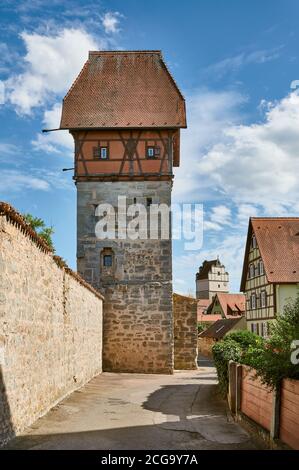 Il Bäuerlinsturm , Dinkelsbuhl, Franconia Centrale, Baviera, Germania Foto Stock