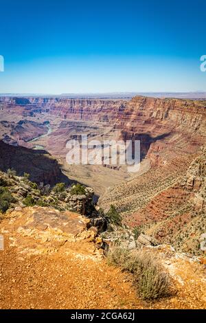 Una vista dal Navajo Point del Grand Canyon in Arizona sul South Rim. Foto Stock